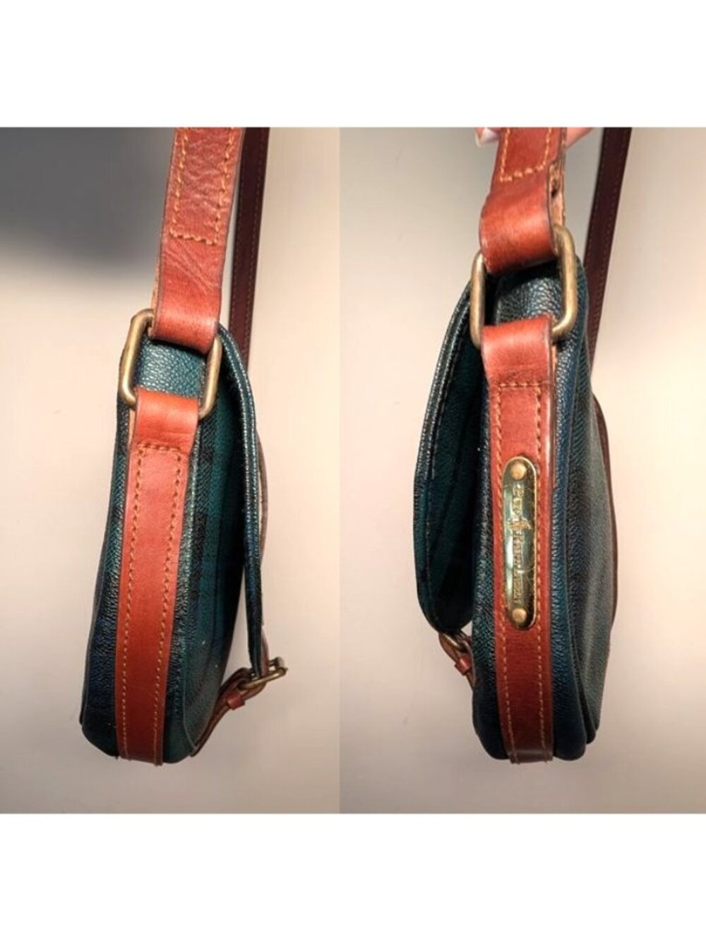 Vintage 90's Polo Ralph Lauren Saddle Crossbody Shoulder Bag, Black Watch Tartan - Picture 3 of 16